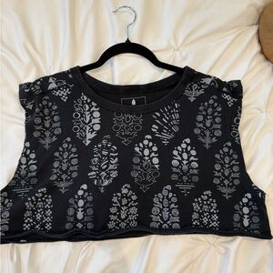 Free People Black and Gray Patterned Tank Top